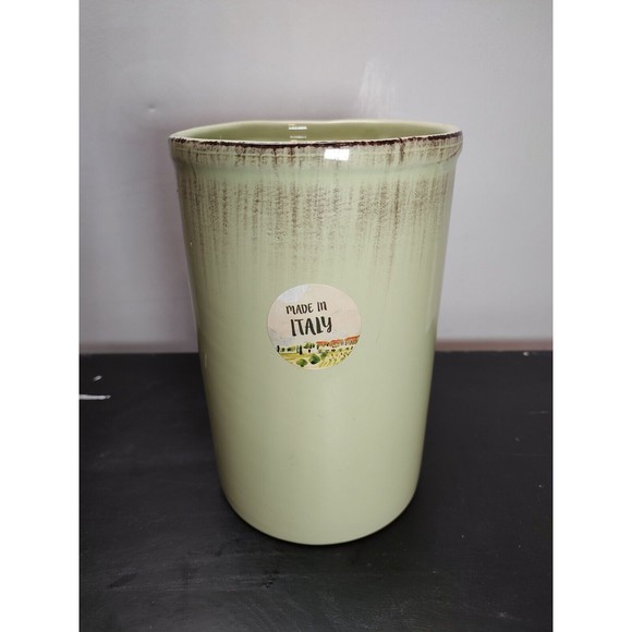 De Silva Italy Light Green Utility Jar Or Utensils Canister Vase 8" Tall - Picture 3 of 11